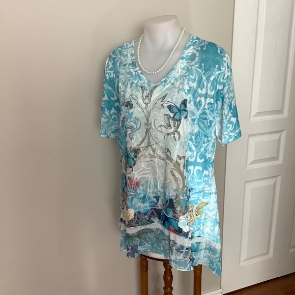 Cativa butterfly tee top L/XL 41-42 bust approx - Picture 7 of 9